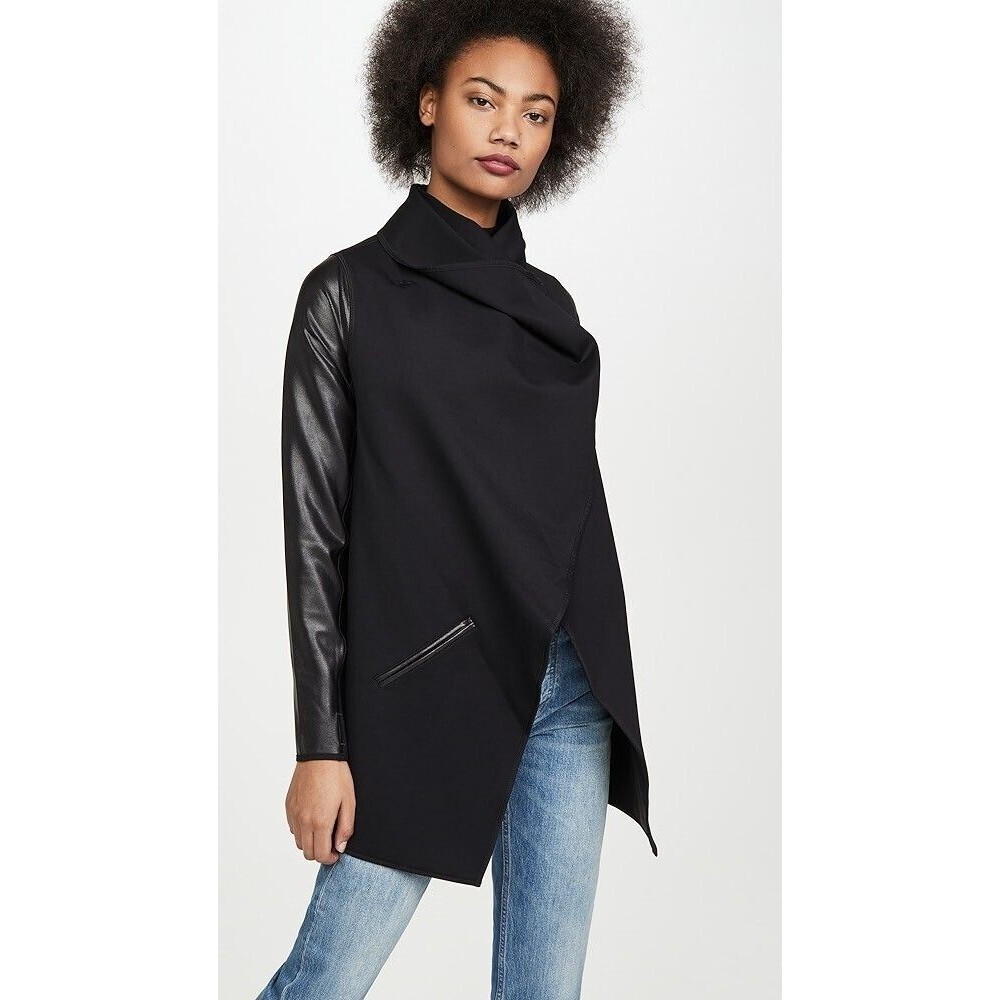 SPANX Women Faux‎ Leather Convertible Jacket Sz 3X Black Casual City